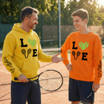 Personalised Multicolour Love Tennis Design Sweatshirt Hoodie with Name Game Day Birthday Gift for Tennis Players Lovers