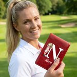 Personalized Cartoon Character Golf Cart PU Leather Golf Scorecard Holder with Name and Pencil Loop Golf Accessories Birthday Gift for Golf Lover