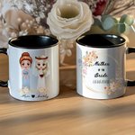 Personalized Mother of the Bride Cartoon Characters 11 oz Ceramic Mug with Name and Date Wedding Bridal Shower Gift for Bride Mom
