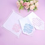 Gepersonaliseerde Kanten Rand Golf Geborduurde Tekst 100% Katoenen Zakdoek met Naam en Datum Bruiloft Souvenir Zegen Cadeau voor Mama