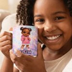 Taza de café de cerámica personalizada con el nombre de un personaje de dibujos animados estilo graffiti para uso diario Regalo de cumpleaños de vuelta al cole para niñas amantes del graffiti