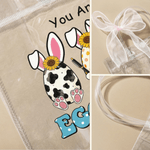 Personalized Cute Easter Eggs Clear Gift Bag with Name and Pink Bow Ribbon Easter Party Favors Gift for Kids