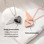 Collier personnalisé avec photo à effet thermosensible et texte gravé - Pendentif en forme de cœur - Cadeau de souvenir anniversaire pour les femmes