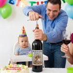 Personalised Newspaper Design Photo Wine Label Stickers with Name and Date Birthday Party Decor for Family Friends