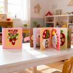 Personalized Cute Bear Lion Strawberry Handmade Felt Kid Quiet Book with Name Birthday Baby Shower Gift for Kids