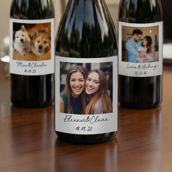 Personalisierte Foto Weinetikett Aufkleber mit Namen und Datum Jahrestag Geburtstag Party Dekor für Paare Schwestern