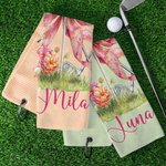 Serviette de golf gaufrée classique à séchage rapide avec nom et mousqueton Accessoire de golf personnalisé Cadeau d'anniversaire pour joueur de golf