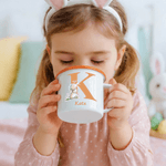 Tasse émaillée 12 oz avec nom et initiales pour le lapin de Pâques Cadeau d'anniversaire personnalisé pour garçons filles