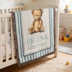 Couverture personnalisée en forme d'ourson avec nom Décoration de la chambre d'enfant Cadeau d'anniversaire pour les enfants Famille