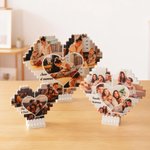 Puzzles en briques de construction personnalisés avec texte et 6 ou 10 photos - Décoration de la maison en forme de cœur - Cadeau pour famille et amis