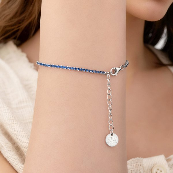 Bracelet de tennis en argent sterling avec breloque initiale personnalisée Cadeau d'anniversaire pour les femmes qui aiment le tennis