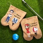 Personalizzato Cartoon personaggio sacchetto palline da golf con iniziale e nome Golf Accessori regalo di compleanno per gli amanti del golf