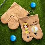 Personalizzato Cartoon personaggio sacchetto palline da golf con iniziale e nome Golf Accessori regalo di compleanno per gli amanti del golf