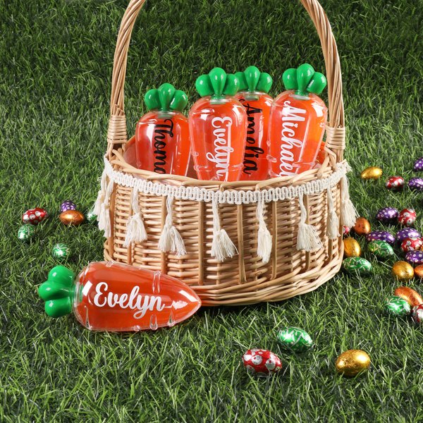 Personalised Mini Carrot Refillable Treat Box with Name Easter Egg Treasure Hunt Basket Filling Easter Party Gift for Kids