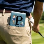 Personalized Cartoon Character Golf Cart PU Leather Golf Scorecard Holder with Name and Pencil Loop Golf Accessories Birthday Gift for Golf Lover
