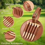 Personalised Cartoon Character Adjustable PU Leather Golf Tee Holder Bag Tag with Name Sports Birthday Gift for Golfers Golf Players