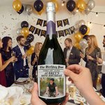 Personalised Newspaper Design Photo Wine Label Stickers with Name and Date Birthday Party Decor for Family Friends