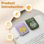 Personalised Birth Flower Bouquet Multicolour Magnetic PU Leather Bookmark Clip with Name Birthday Gift for Book Lovers