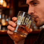 Personalized The Man The Myth The Legend 10 oz Rock Whiskey Glass with 1-6 Names Birthday Father's Day Gift for Man Whiskey Enthusiast