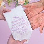 Gepersonaliseerde Kanten Rand Golf Geborduurde Tekst 100% Katoenen Zakdoek met Naam en Datum Bruiloft Souvenir Zegen Cadeau voor Mama