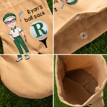 Personalizzato Cartoon personaggio sacchetto palline da golf con iniziale e nome Golf Accessori regalo di compleanno per gli amanti del golf