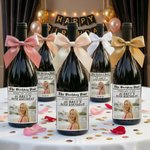 Personalised Newspaper Design Photo Wine Label Stickers with Name and Date Birthday Party Decor for Family Friends