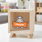 Gepersonaliseerde schattige houten spaarpot met naam Verjaardagscadeau voor kinderen