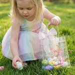 Personalized He Is Risen Bible Verse Cross Sheep Clear Gift Bag with Name Church Religious Easter Gift for Kids Christians