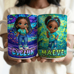 Taza de café de cerámica personalizada con el nombre de un personaje de dibujos animados estilo graffiti para uso diario Regalo de cumpleaños de vuelta al cole para niñas amantes del graffiti