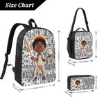 Personnalisé Cartoon Black Boy Word Cloud Backpack Lunch Bag Pencil Case Set with Name Back to School Birthday Gift for Boys