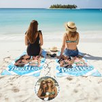 Personalised Cartoon Character Photo Design Quick Dry Oversized Striped Beach Towel with Name Travel Essential Birthday Gift for Sister Friend