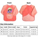 Personalise Cartoon Character Vibrant Paint-Splash Pattern Waterproof Long Sleeve Apron with Name and Pocket Birthday Gift for Kid