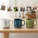 Personalised Line Art Photo Portrait 12 oz Ceramic Coffee Mug with Handle and Name Home Office Drinkware Pet Memorial Gift for Pet Lover