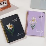Personalized Birth Flower 2026 Planner A5 Spiral Notebook with Name and Weekly Monthly Planner Pages Birthday Gift for Family Friends