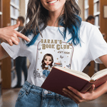 Personalizzato Libro Personaggio Cartoon Multicolore T-shirt Felpa con cappuccio con nome e anno Club del libro Regalo di compleanno per la donna amante dei libri