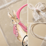 Personalised Cute Peter Rabbit Initial Clear Gift Bag with Name and Pink Bow Ribbon Easter Egg Hunt Party Favors Gift for Kids