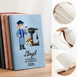 Personalised Cartoon Graduation Character Name A5 A6 PU Leather Notebook with Year and Text Birthday Graduation Gift for Graduates