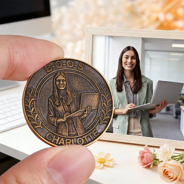 Pièce de monnaie commémorative personnalisée avec nom et texte Cadeau d'anniversaire pour collègues, amis et enseignants