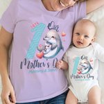 Personalisierte erste Muttertag Dinosaurier Fantasie Einhorn Tier 100% Baumwolle T-shirt Baby Bodysuit mit Namen und Jahr Muttertag Geschenk für Mama Baby