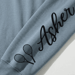 Personalised Multicolour Love Tennis Design Sweatshirt Hoodie with Name Game Day Birthday Gift for Tennis Players Lovers