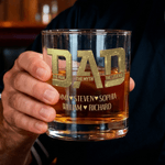 Personalized The Man The Myth The Legend 10 oz Rock Whiskey Glass with 1-6 Names Birthday Father's Day Gift for Man Whiskey Enthusiast