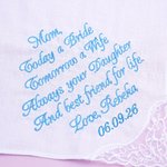 Gepersonaliseerde Kanten Rand Golf Geborduurde Tekst 100% Katoenen Zakdoek met Naam en Datum Bruiloft Souvenir Zegen Cadeau voor Mama