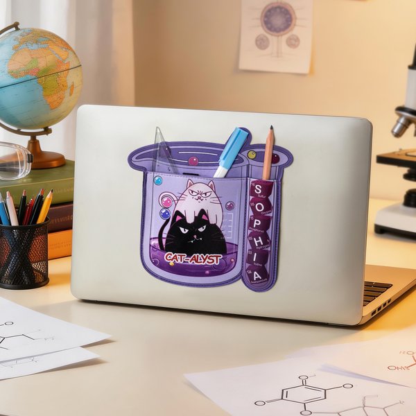 Personalized Cartoon Animals Chemical Elements Stationery Storage Pouch with Name Back to School Thank You Gift for Science Teachers Alumni