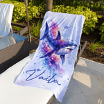 Personlig fersk akvarellstil Ocean Animal Overdimensjonert hurtigtørkende strandhåndkle med navn Reise Essential Beach Party Bursdagsgave til kvinner jenter