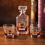 Personalized Cartoon Character Face Photo Whiskey Decanter with Name Bar Accessory Father's Day Gift for Man