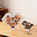Puzzles en briques de construction personnalisés avec texte et 6 ou 10 photos - Décoration de la maison en forme de cœur - Cadeau pour famille et amis