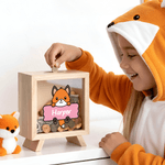 Gepersonaliseerde schattige houten spaarpot met naam Verjaardagscadeau voor kinderen