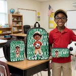 Personnalisé Cartoon Black Boy Word Cloud Backpack Lunch Bag Pencil Case Set with Name Back to School Birthday Gift for Boys