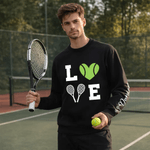 Personalised Multicolour Love Tennis Design Sweatshirt Hoodie with Name Game Day Birthday Gift for Tennis Players Lovers