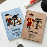 Personalised Cartoon Graduation Character Name A5 A6 PU Leather Notebook with Year and Text Birthday Graduation Gift for Graduates